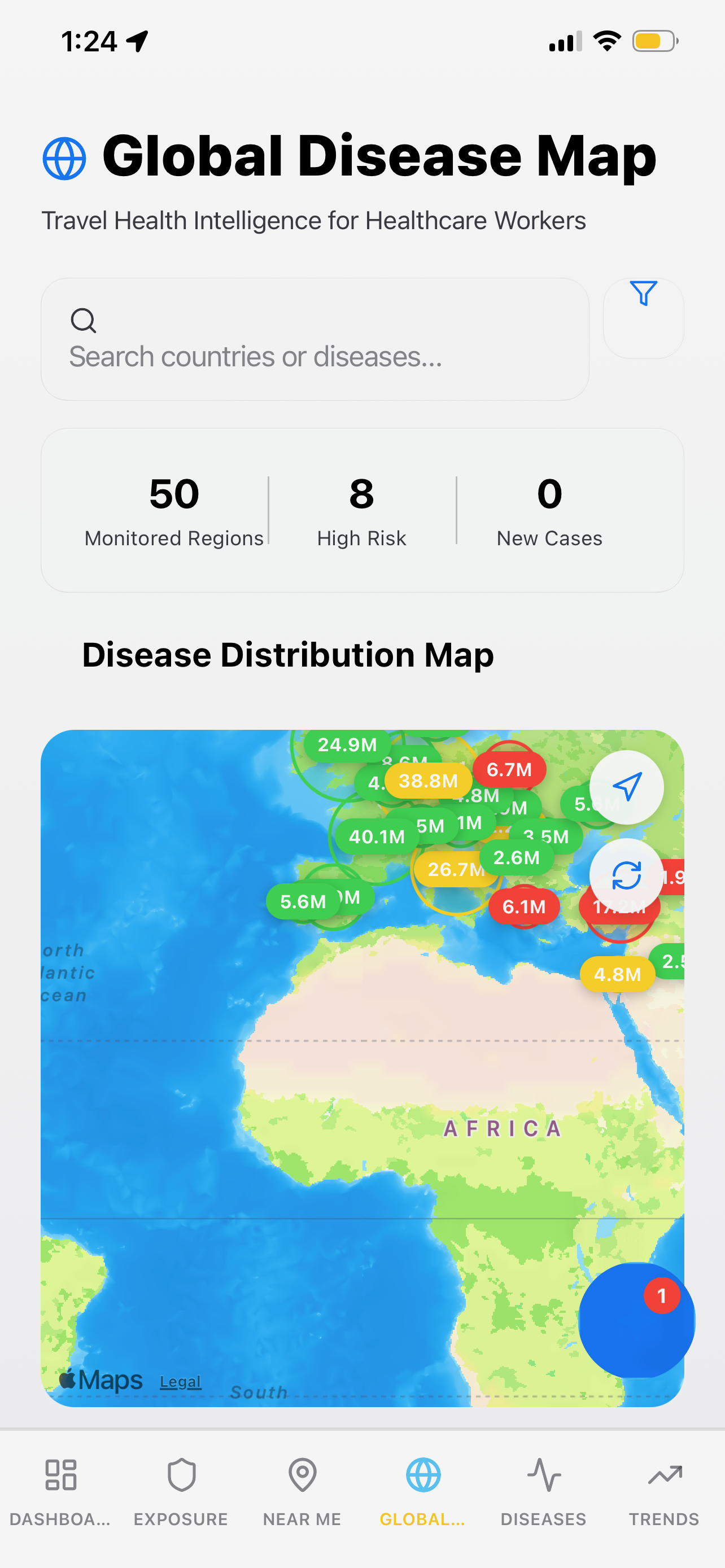Global Health IQ (Mobile) - Global Disease Map